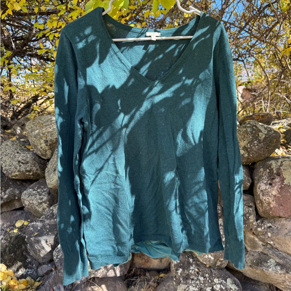 Y/Project Teal Long Sleeve V-Neck Top